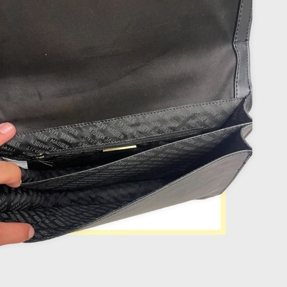 Nwt 🏷 STEVE MADDEN Breah Crossbody Floral Print Black Gold Chain Handbag Purse - Picture 8 of 11